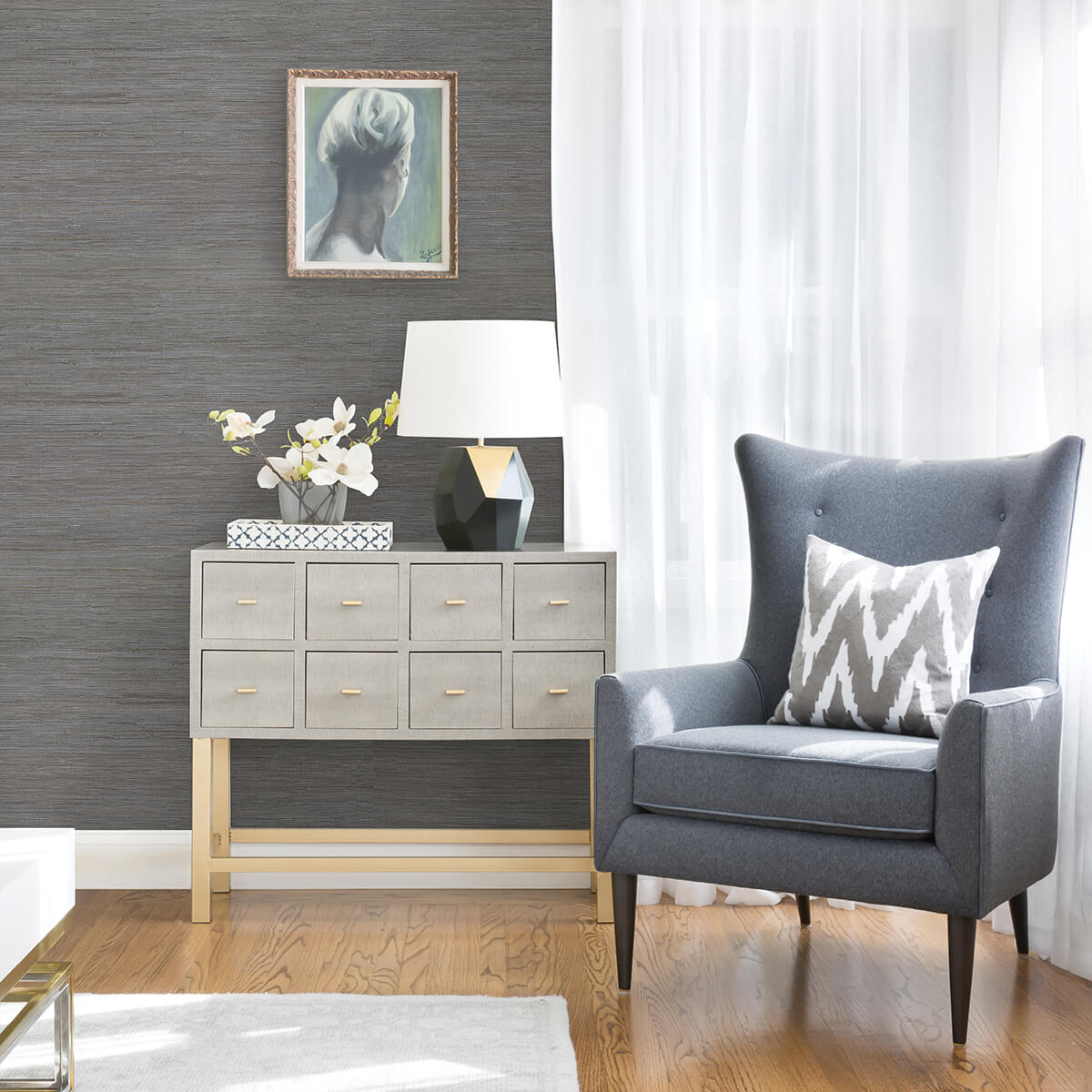 shandong-slate-ramie-grasscloth-wallpaper-york-wallcoverings-2972-80085 - York Wallcoverings Wallpaper