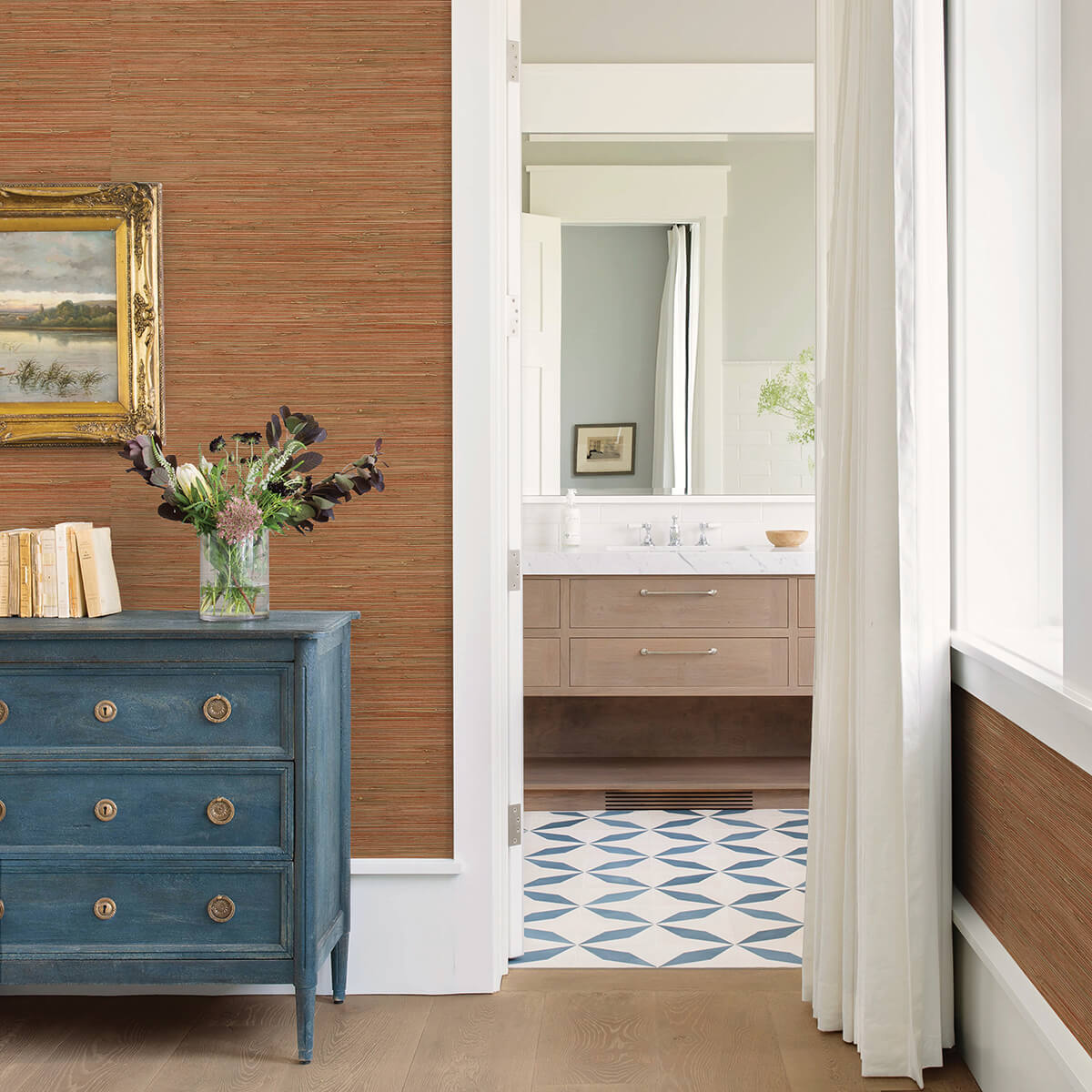 shuang-coral-handmade-grasscloth-wallpaper-york-wallcoverings-2972-86108 - York Wallcoverings Wallpaper