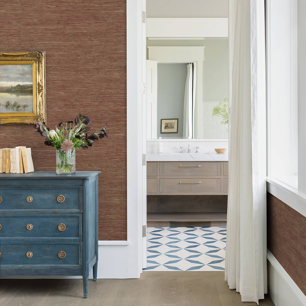 shuang-raspberry-handmade-grasscloth-wallpaper-york-wallcoverings-2972-86109 - York Wallcoverings Wallpaper