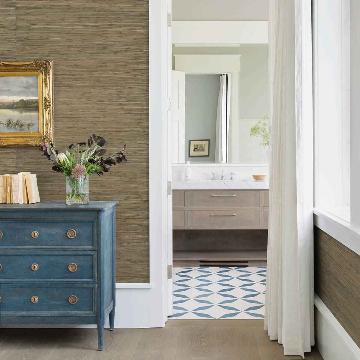 Shuang Olive Handmade Grasscloth Wallpaper - York Wallcoverings - 2972-86110 - York Wallcoverings Wallpaper