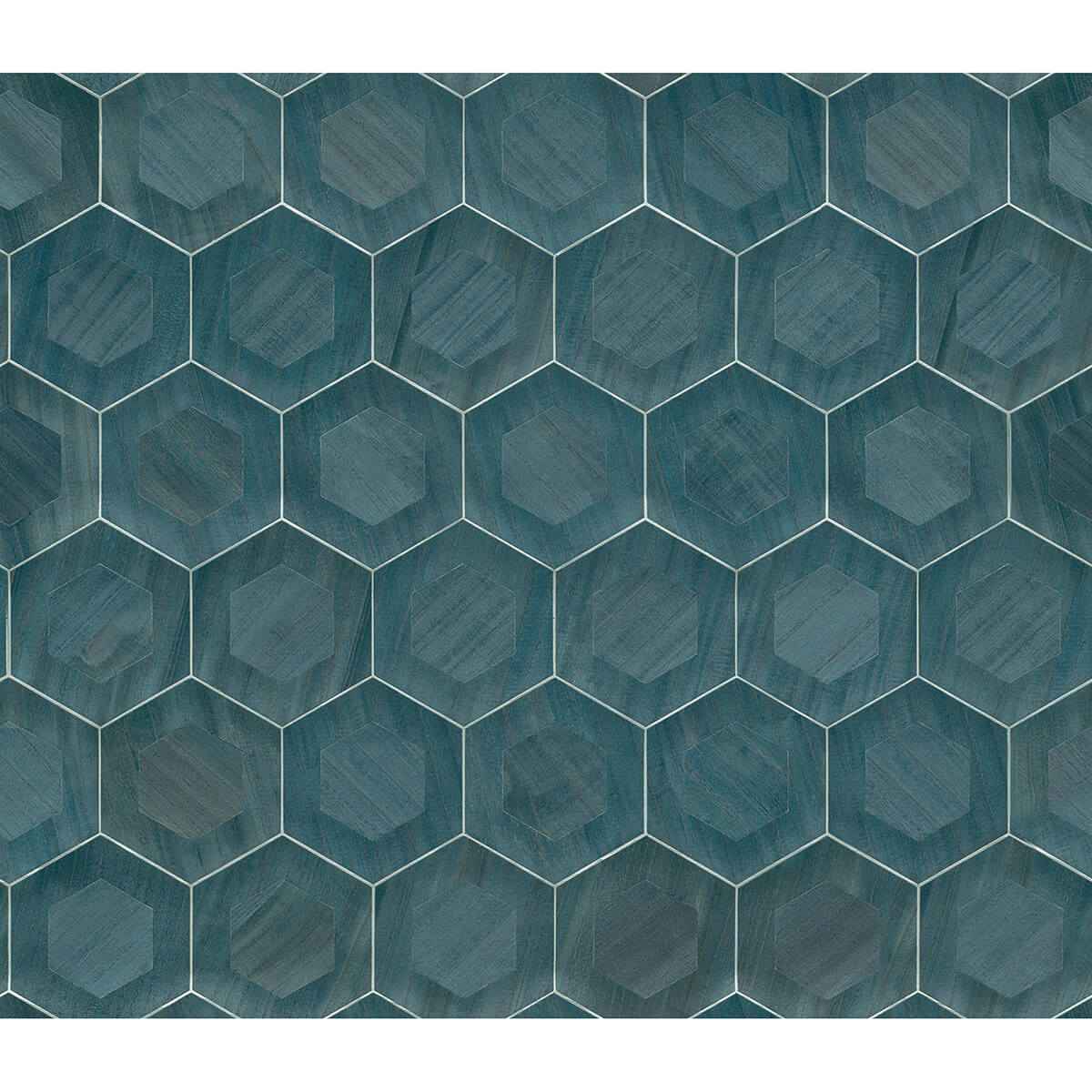 Shunan Blue Veneer Inlay Wallpaper - York Wallcoverings - 2972-86112