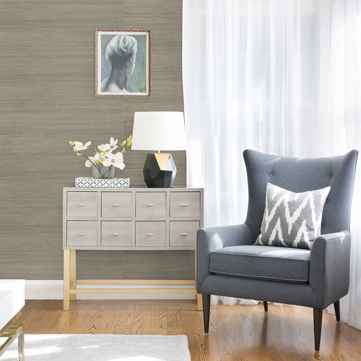 caihon-silver-sisal-grasscloth-wallpaper-york-wallcoverings-2972-86116 - York Wallcoverings Wallpaper