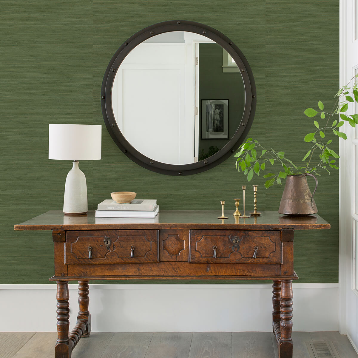 kira-green-hemp-grasscloth-wallpaper-york-wallcoverings-2972-86129 - York Wallcoverings Papel pintado