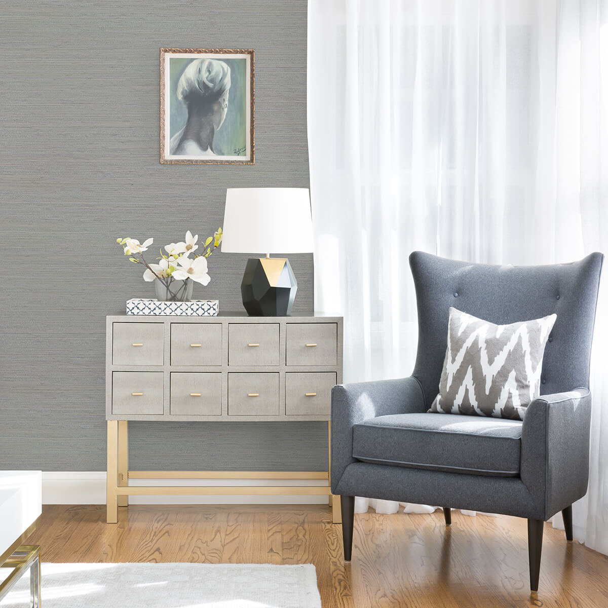 kira-periwinkle-hemp-grasscloth-wallpaper-york-wallcoverings-2972-86130 - York Wallcoverings Papel pintado