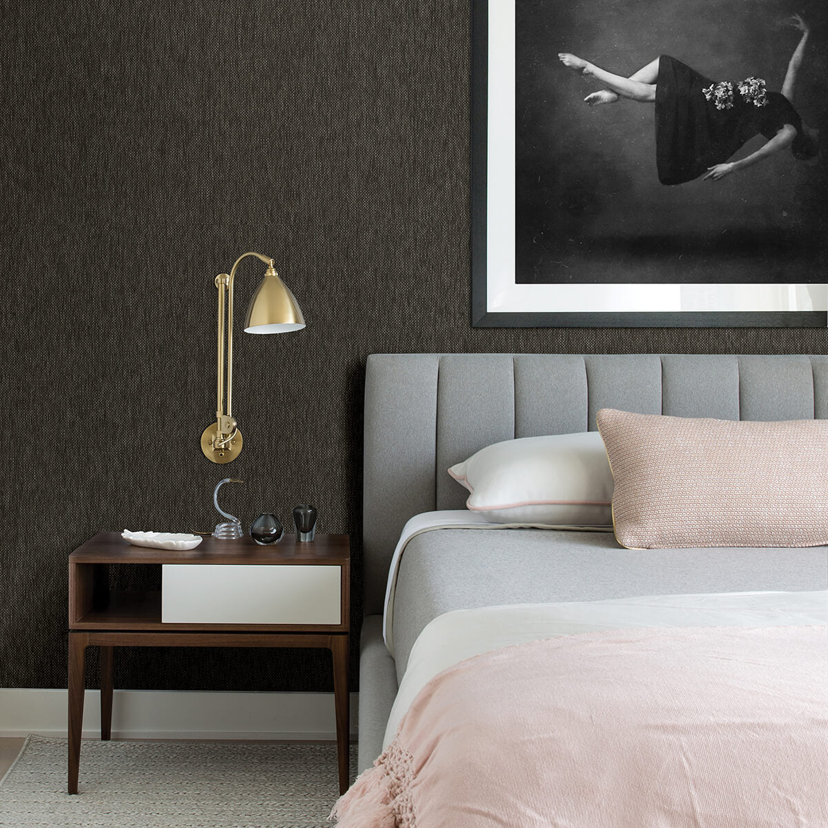 jia-charcoal-paper-weave-grasscloth-wallpaper-york-wallcoverings-2972-86141 - York Wallcoverings Wallpaper