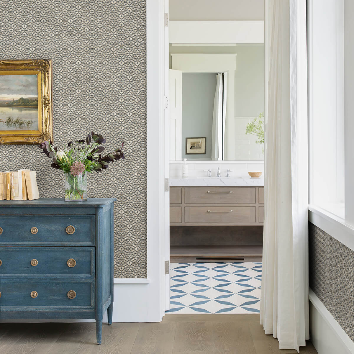 hui-denim-paper-weave-grasscloth-wallpaper-york-wallcoverings-2972-86148 - York Wallcoverings Papel pintado