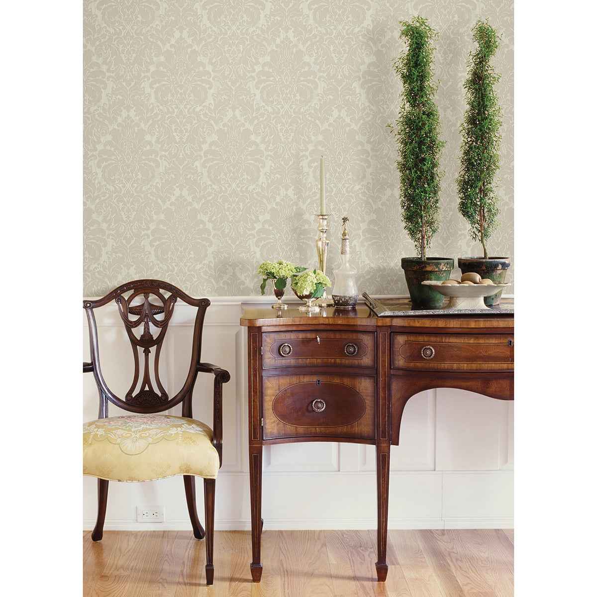 Betina Cream Damask Wallpaper - York Wallcoverings - 4058-24803 - York Wallcoverings Wallpaper