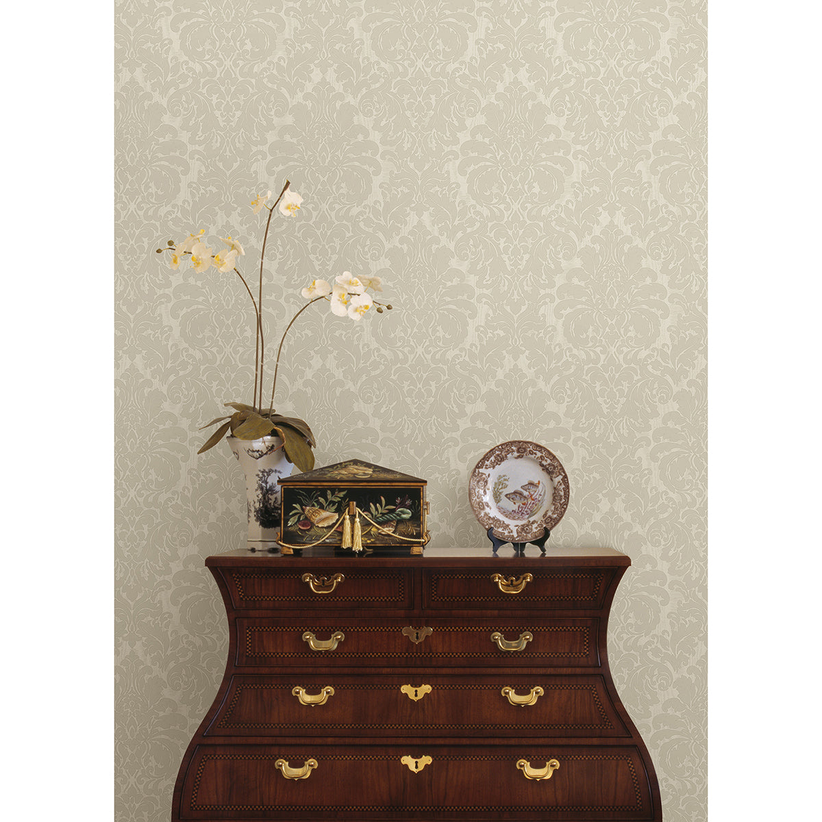 betina-white-damask-wallpaper-york-wallcoverings-4058-24804 - York Wallcoverings Wallpaper