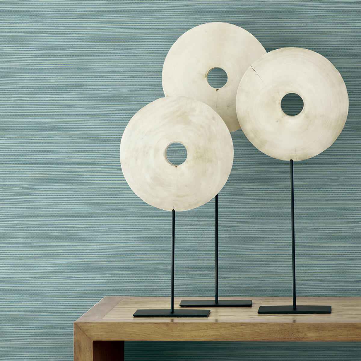 Bondi Teal Grasscloth Texture Wallpaper - York Wallcoverings - 2984-40902 - York Wallcoverings Wallpaper