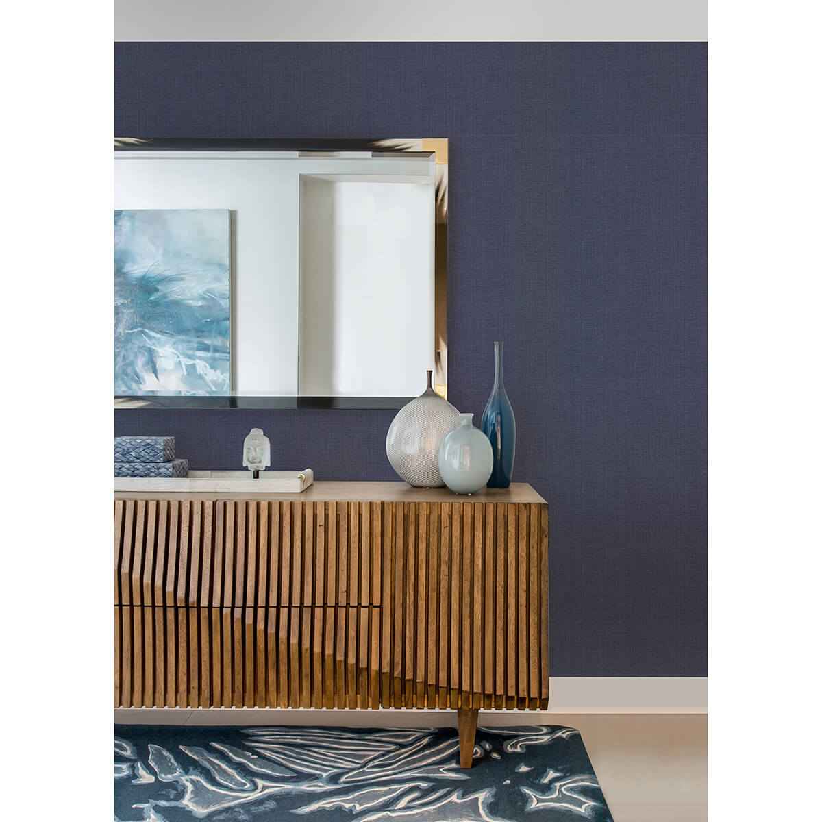 Claremont Indigo Faux Grasscloth Wallpaper - York Wallcoverings - 2984-50612 - York Wallcoverings Wallpaper