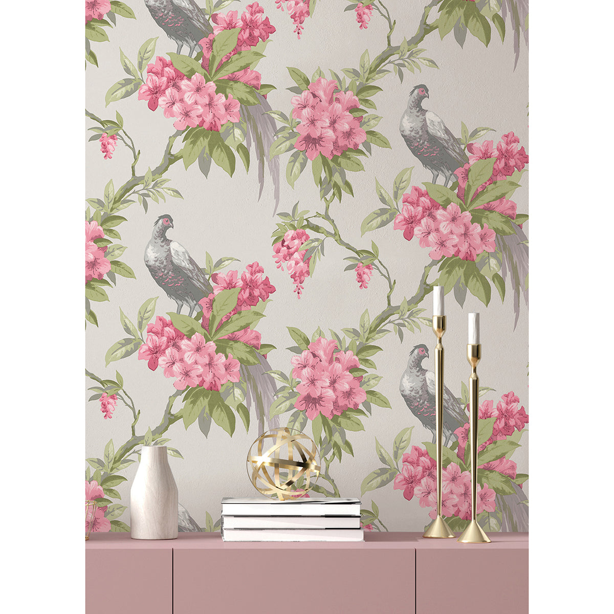 golden-pheasant-rose-floral-wallpaper-york-wallcoverings-m1664 - York Wallcoverings Wallpaper
