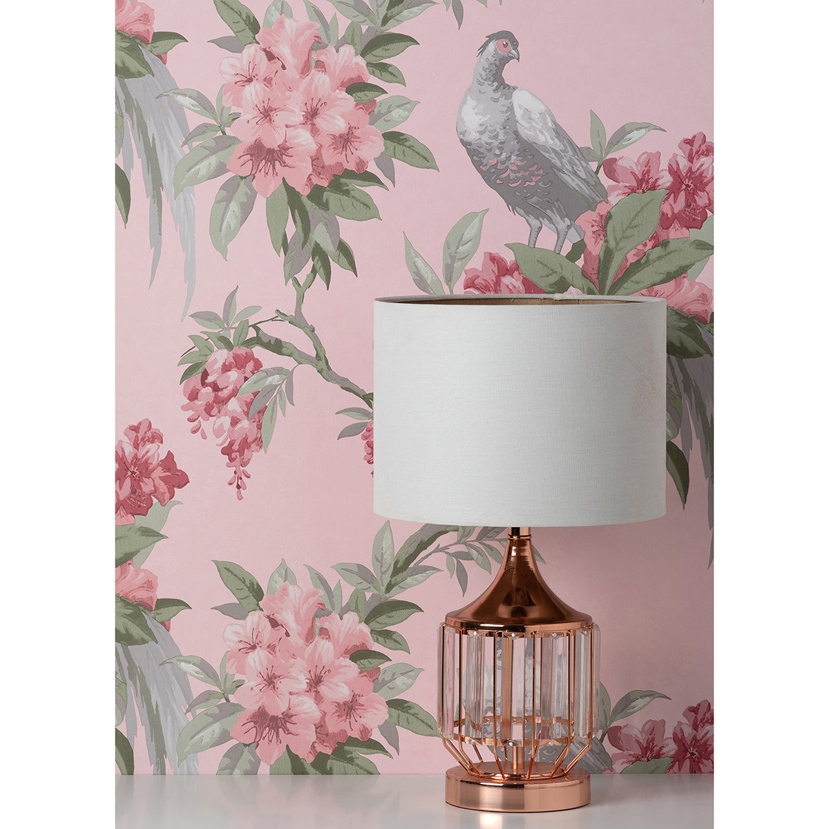 golden-pink-floral-wallpaper-york-wallcoverings-m1665 - York Wallcoverings Wallpaper