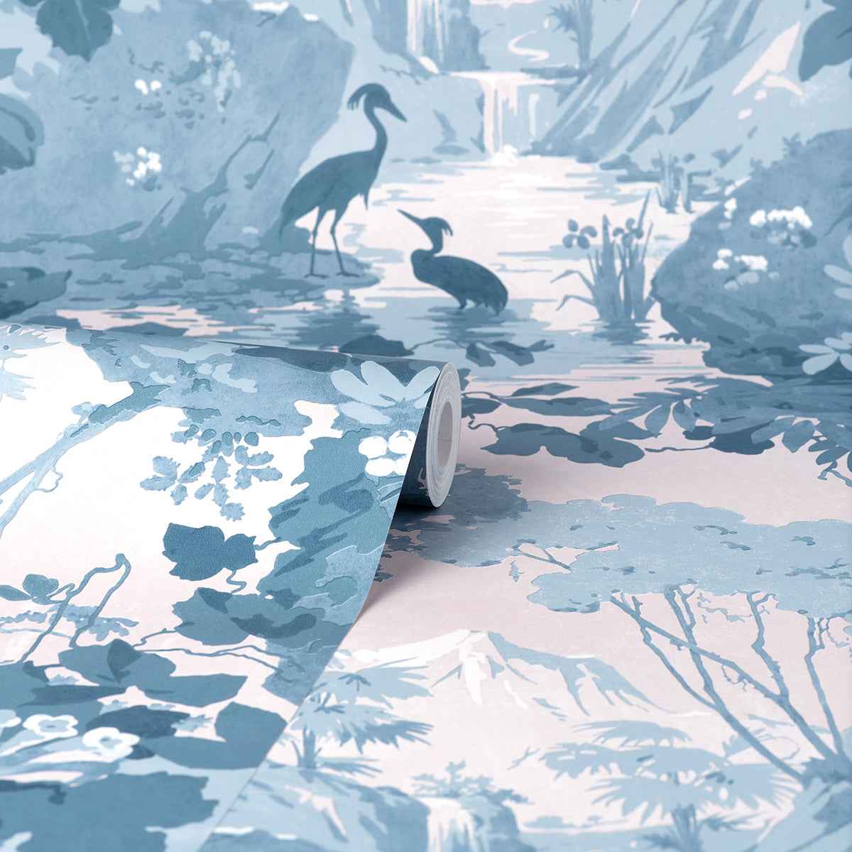 Eden Blue Crane Lagoon Wallpaper - York Wallcoverings - M1675 - York Wallcoverings Wallpaper