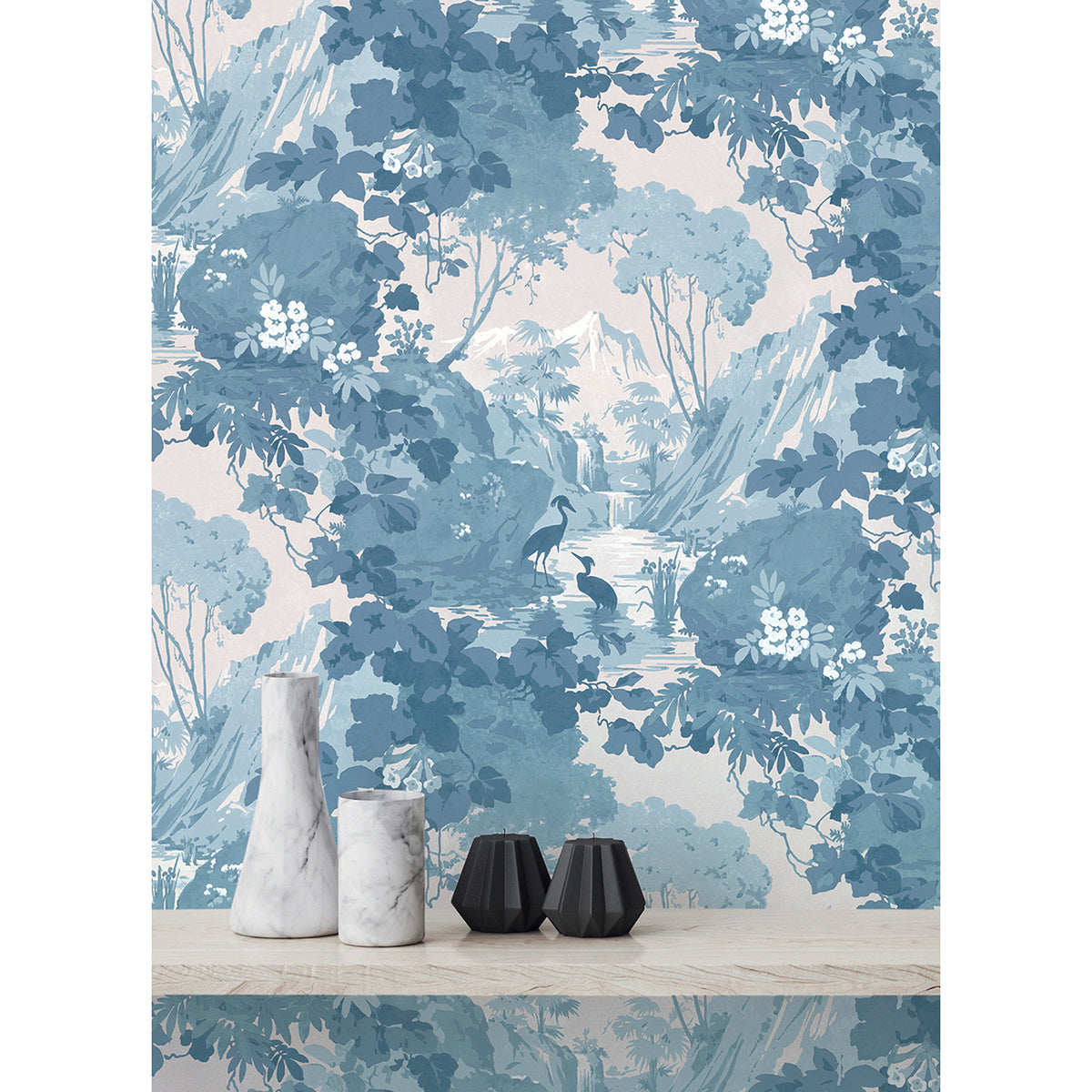 eden-blue-crane-lagoon-wallpaper-york-wallcoverings-m1675 - York Wallcoverings Papel pintado