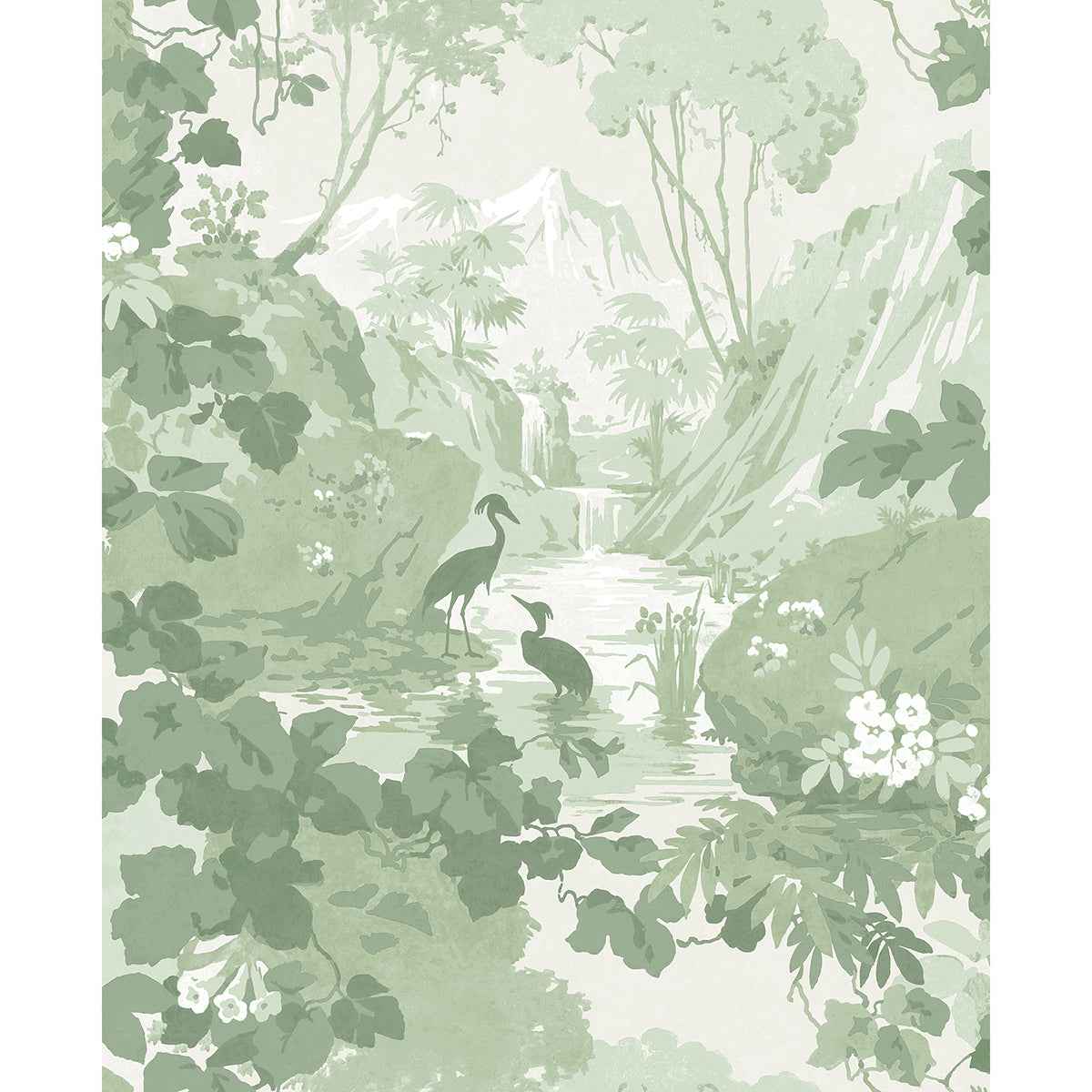 Eden Sage Crane Lagoon Wallpaper - York Wallcoverings - M1679 - York Wallcoverings Wallpaper