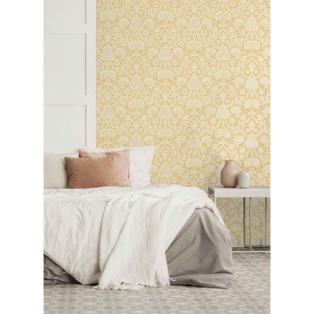 Bamburg Mustard Floral Wallpaper - York Wallcoverings - M1682 - York Wallcoverings Wallpaper