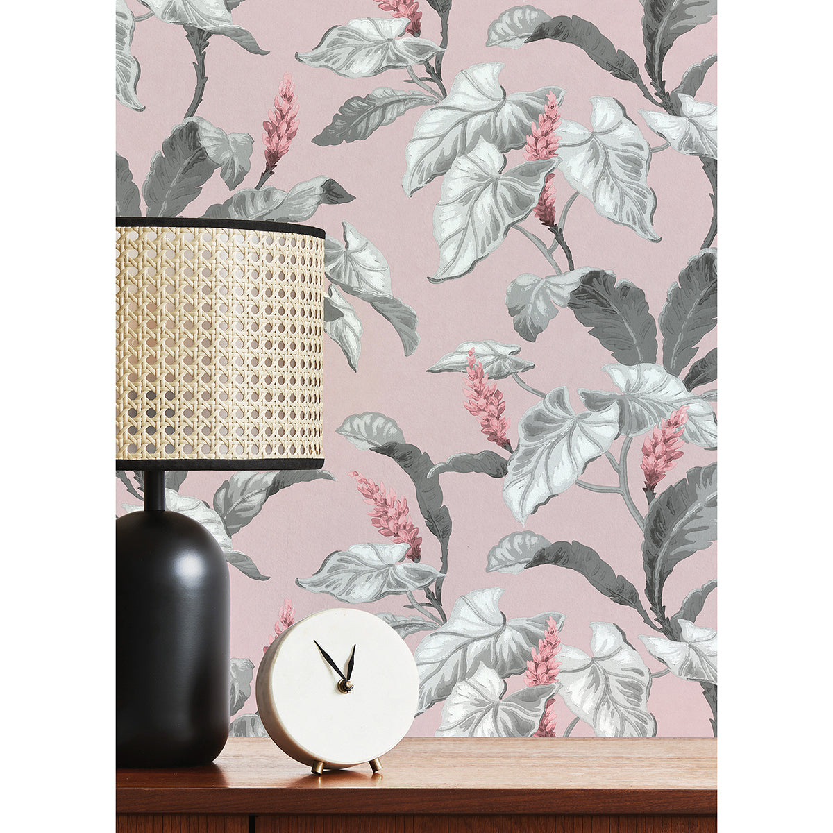 meridian-parade-pink-tropical-leaves-wallpaper-york-wallcoverings-m1690 - York Wallcoverings Papel pintado