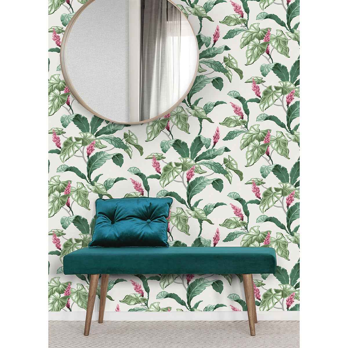Meridian Parade Green Tropical Leaves Wallpaper - York Wallcoverings - M1692 - York Wallcoverings Wallpaper