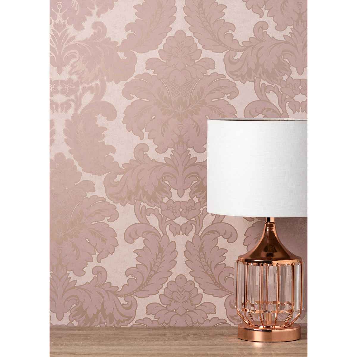 Windsor Pink Damask Wallpaper - York Wallcoverings - M1706 - York Wallcoverings Wallpaper
