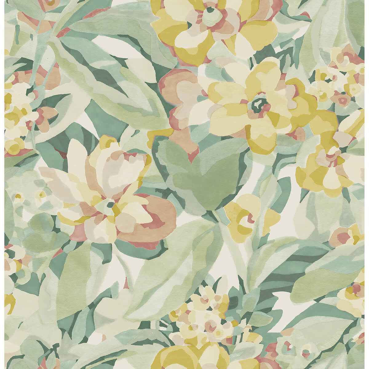 Yellow Belles Fleurs Peel and Stick Wallpaper - York Wallcoverings - CBS4510 - York Wallcoverings Wallpaper