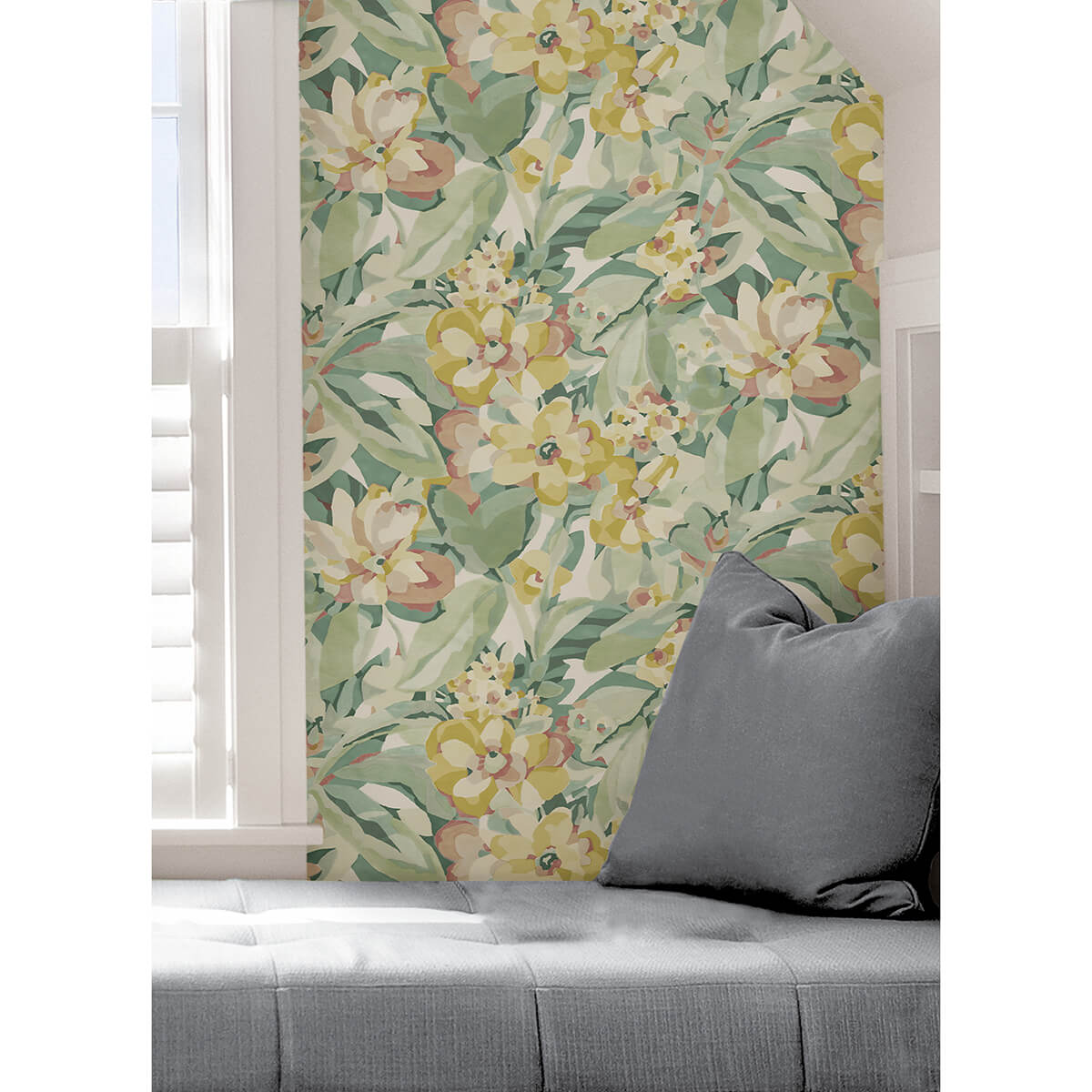 Yellow Belles Fleurs Peel and Stick Wallpaper - York Wallcoverings - CBS4510 - York Wallcoverings Wallpaper
