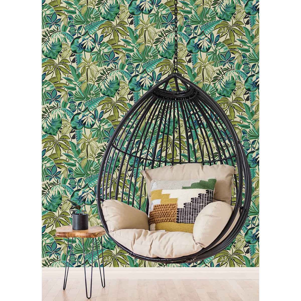 Turquoise Feuilles Peel and Stick Wallpaper - York Wallcoverings - CBS4513 - York Wallcoverings Wallpaper