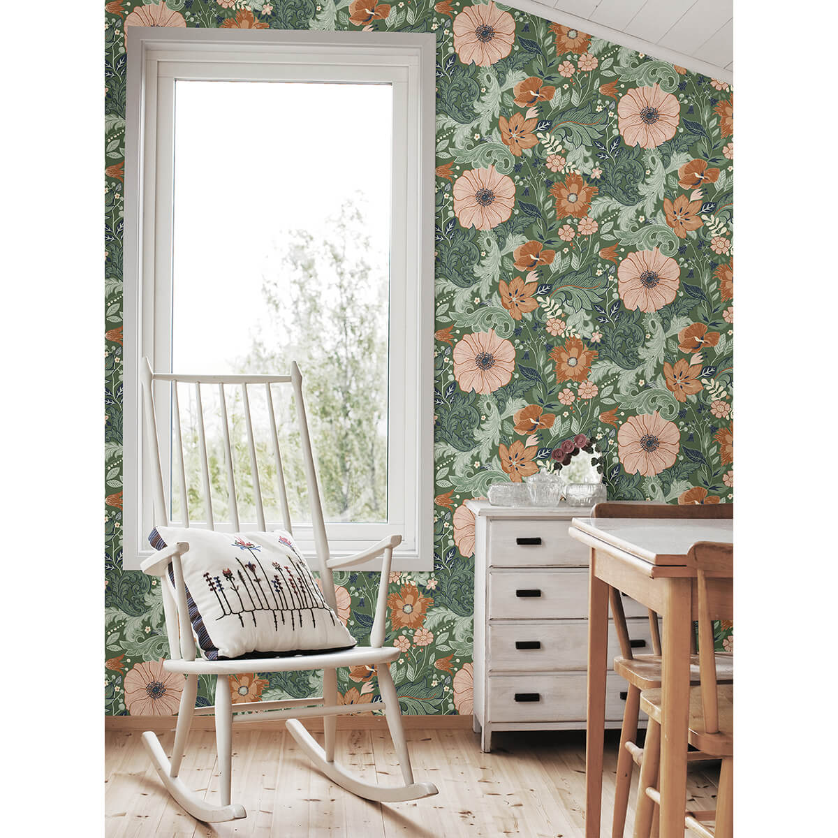 victoria-green-floral-nouveau-wallpaper-york-wallcoverings-2999-13109 - York Wallcoverings Wallpaper