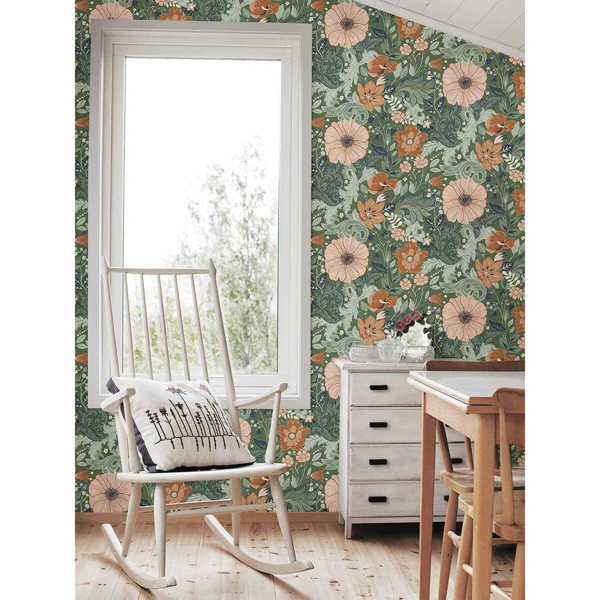 Victoria Green Floral Nouveau Wallpaper - York Wallcoverings - 2999-13109 - York Wallcoverings Wallpaper
