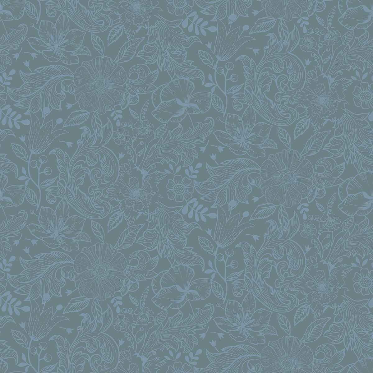 Wilma Blue Block Print Wallpaper - York Wallcoverings - 2999-13128