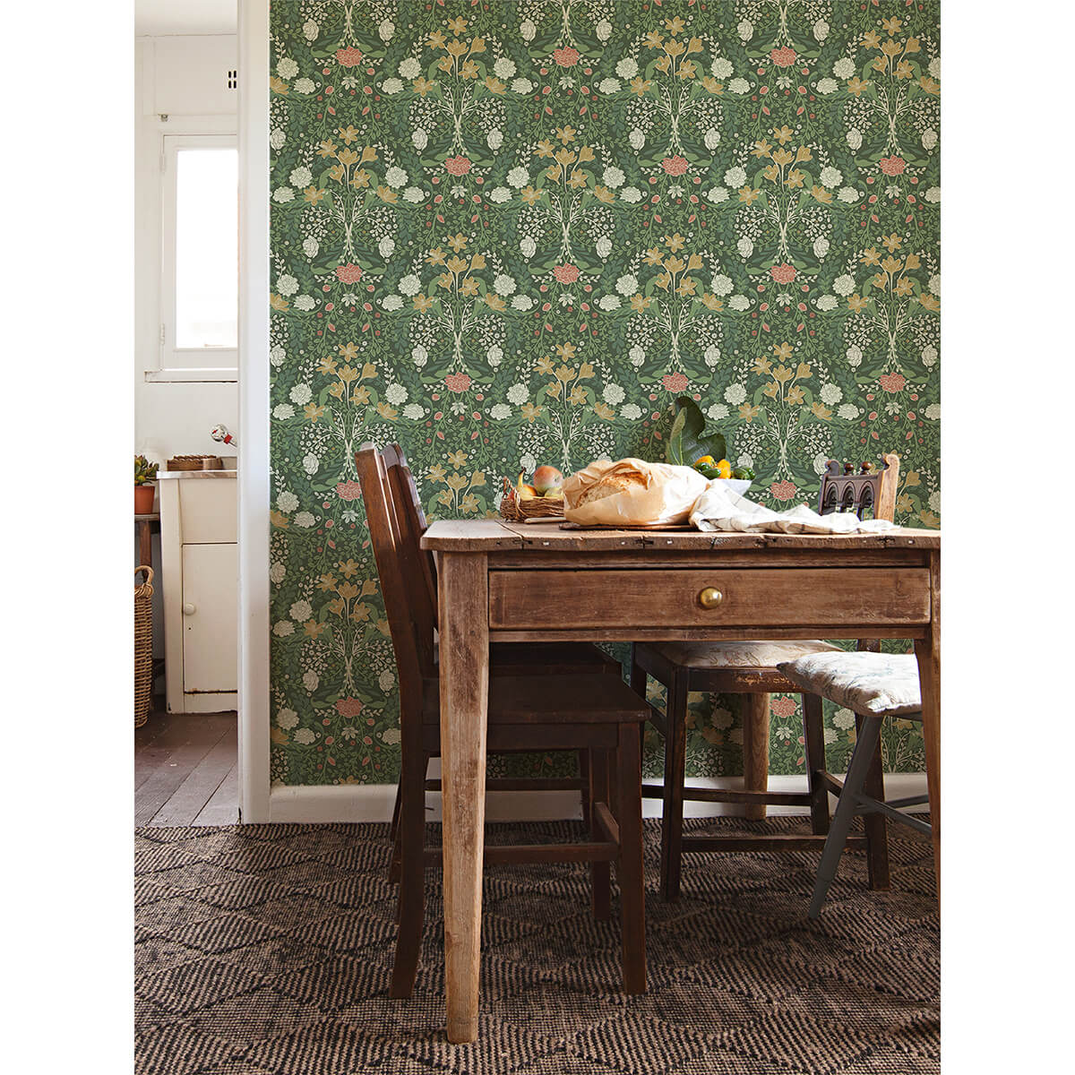froso-green-garden-damask-wallpaper-york-wallcoverings-2999-24102 - York Wallcoverings Wallpaper