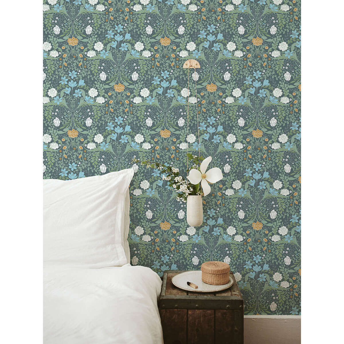 froso-turquoise-garden-damask-wallpaper-york-wallcoverings-2999-24106 - York Wallcoverings Wallpaper