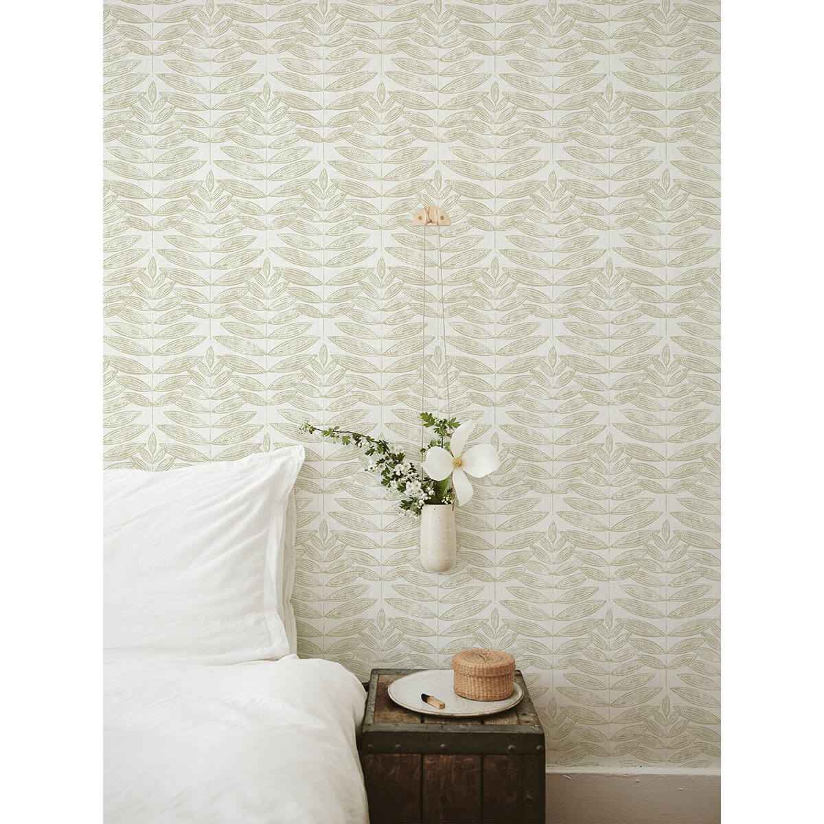 Akira Taupe Leaf Wallpaper - York Wallcoverings - 2999-25100 - York Wallcoverings Wallpaper