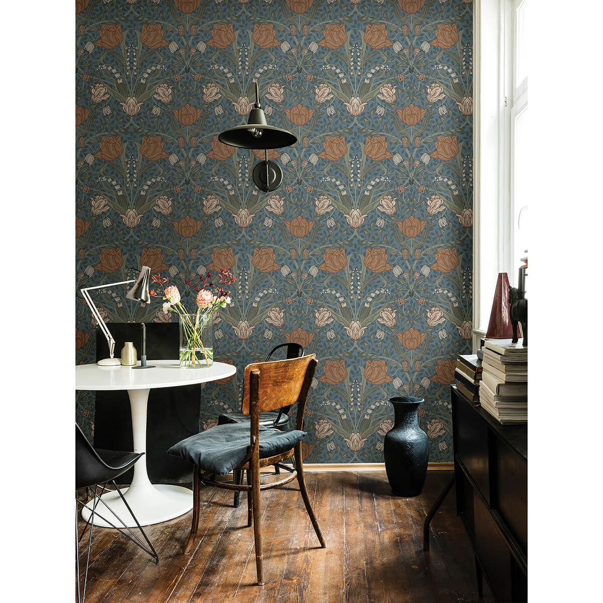 filippa-blue-tulip-wallpaper-york-wallcoverings-2999-33009 - York Wallcoverings Wallpaper
