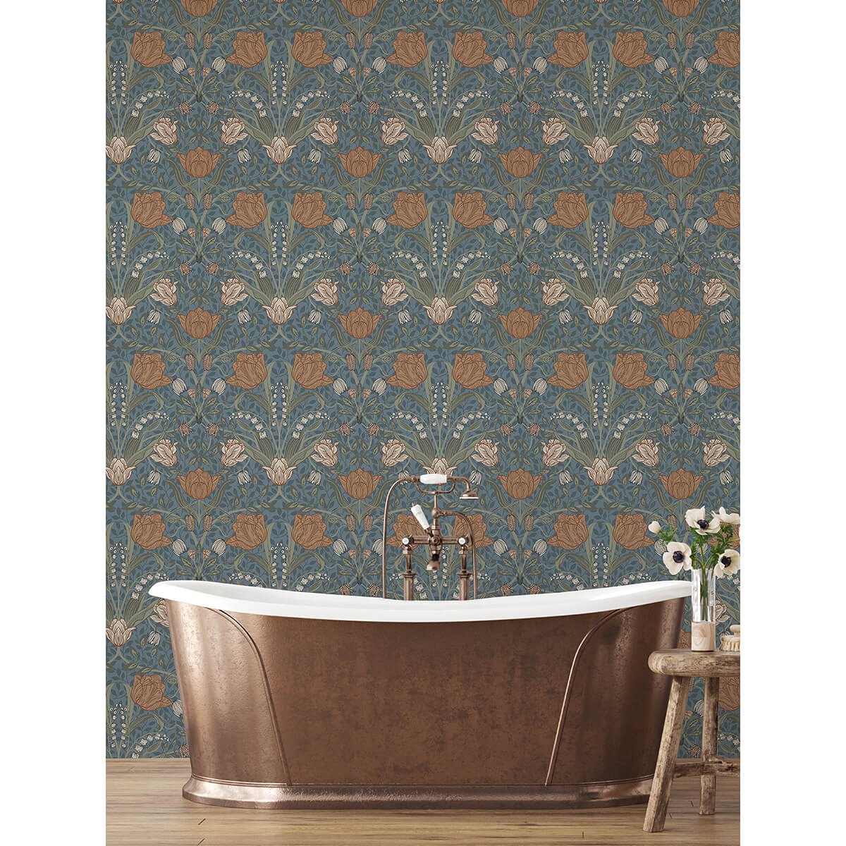 filippa-blue-tulip-wallpaper-york-wallcoverings-2999-33009 - York Wallcoverings Wallpaper