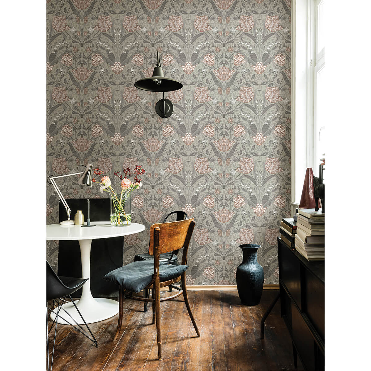 filippa-grey-tulip-wallpaper-york-wallcoverings-2999-44105 - York Wallcoverings Wallpaper