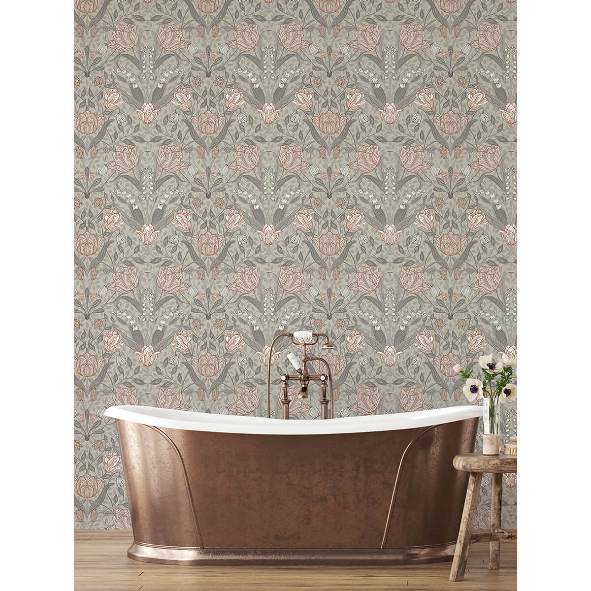 filippa-grey-tulip-wallpaper-york-wallcoverings-2999-44105 - York Wallcoverings Wallpaper