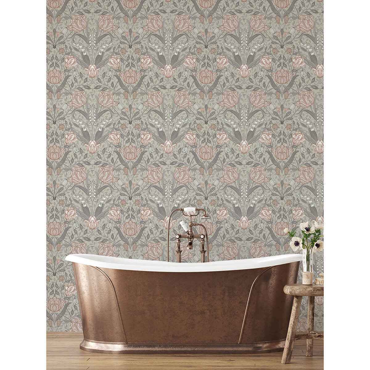 Filippa Grey Tulip Wallpaper - York Wallcoverings - 2999-44105 - York Wallcoverings Wallpaper