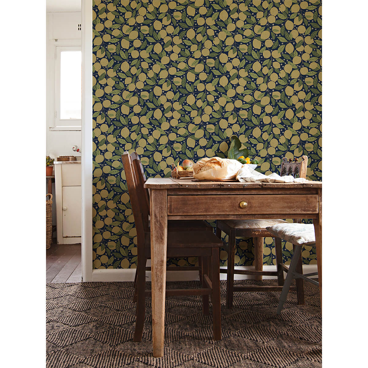 lemona-navy-fruit-tree-wallpaper-york-wallcoverings-2999-44118 - York Wallcoverings Wallpaper