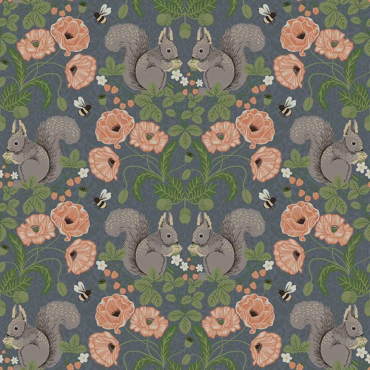 kurre-blue-woodland-damask-wallpaper-york-wallcoverings-2999-44122 - York Wallcoverings Wallpaper