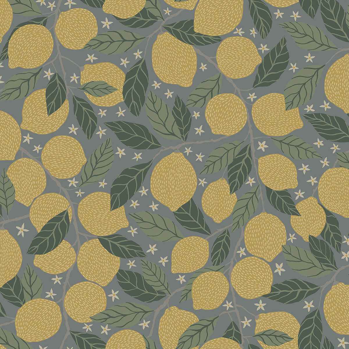 Lemona Blue Fruit Tree Wallpaper - York Wallcoverings - 2999-44132