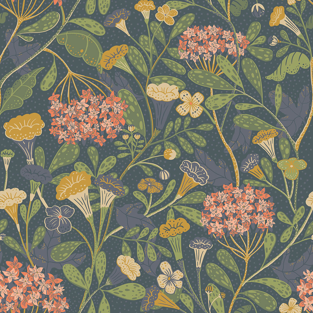hybbe-blue-hydrangea-garden-wallpaper-york-wallcoverings-2999-55020 - York Wallcoverings Wallpaper