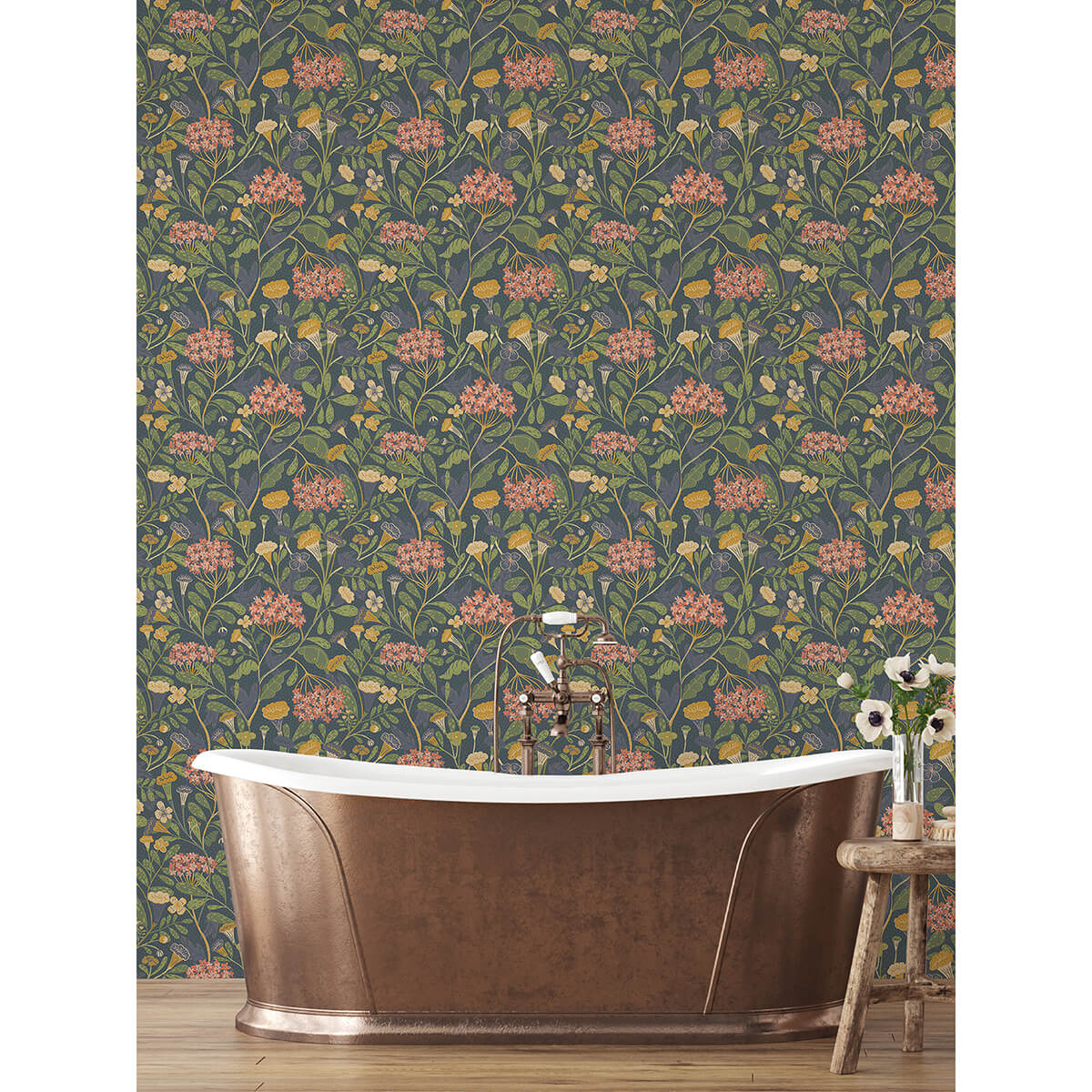 hybbe-blue-hydrangea-garden-wallpaper-york-wallcoverings-2999-55020 - York Wallcoverings Wallpaper