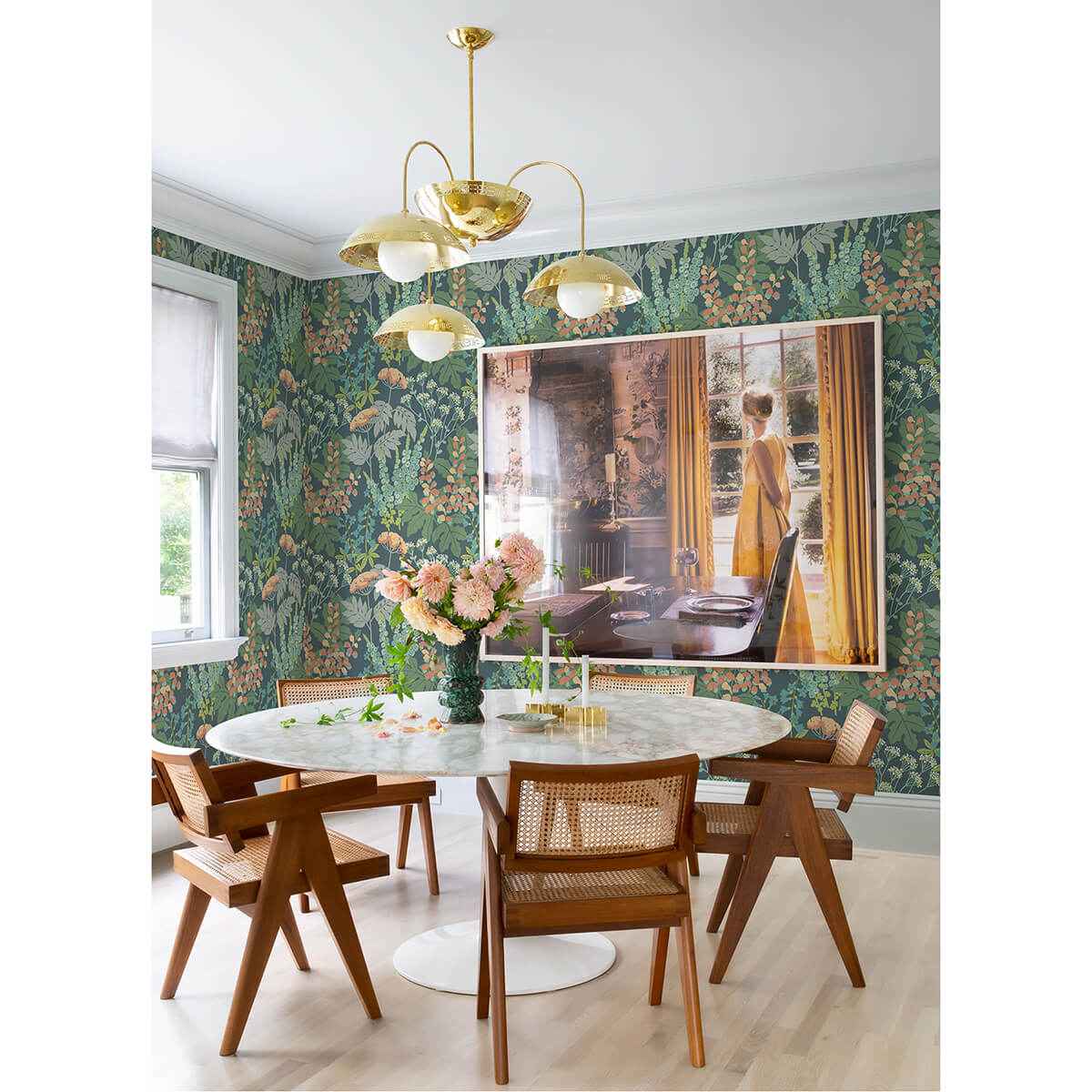 Brie Teal Forest Flowers Wallpaper - York Wallcoverings - 2973-90008 - York Wallcoverings Wallpaper