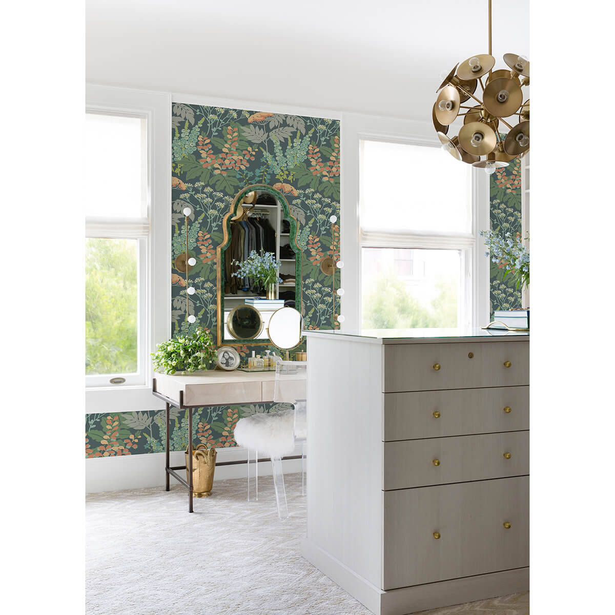 brie-teal-forest-flowers-wallpaper-york-wallcoverings-2973-90008 - York Wallcoverings Papel pintado