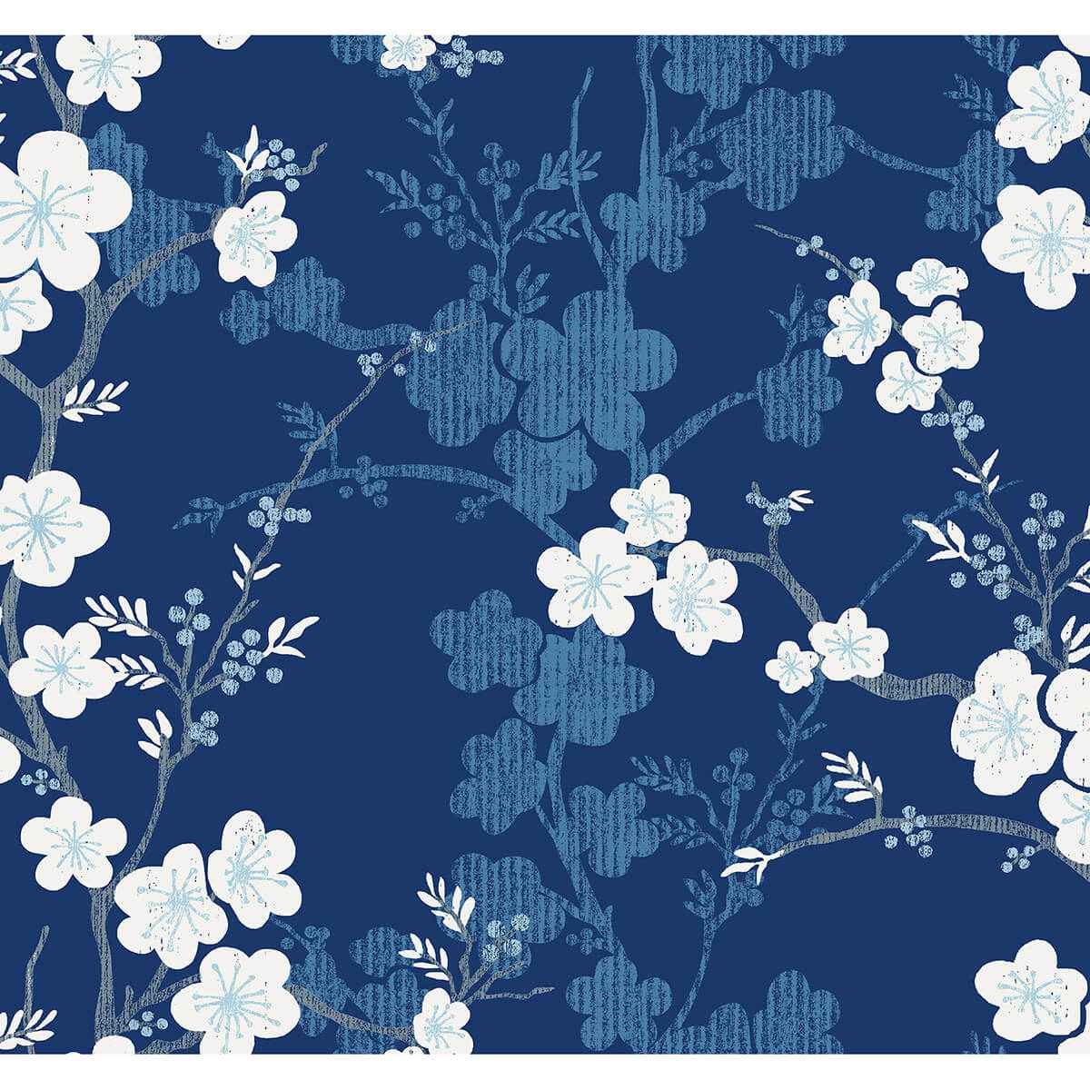 Nicolette Navy Floral Trail Wallpaper - York Wallcoverings - 2973-90104 - York Wallcoverings Wallpaper