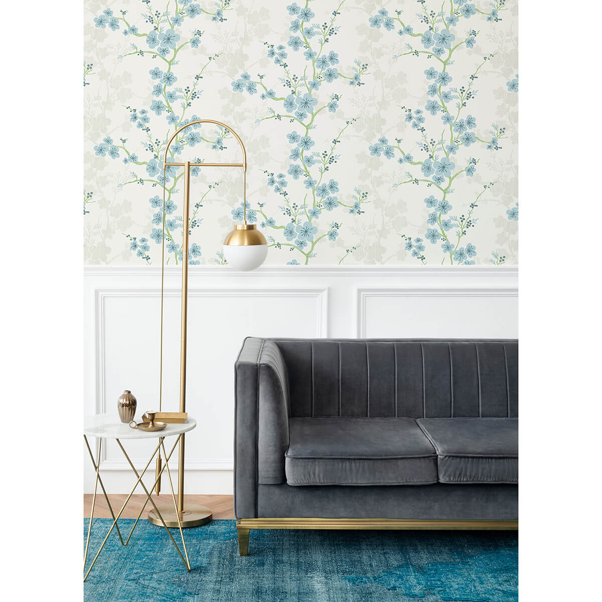 nicolette-light-blue-floral-trail-wallpaper-york-wallcoverings-2973-90107 - York Wallcoverings Papel pintado