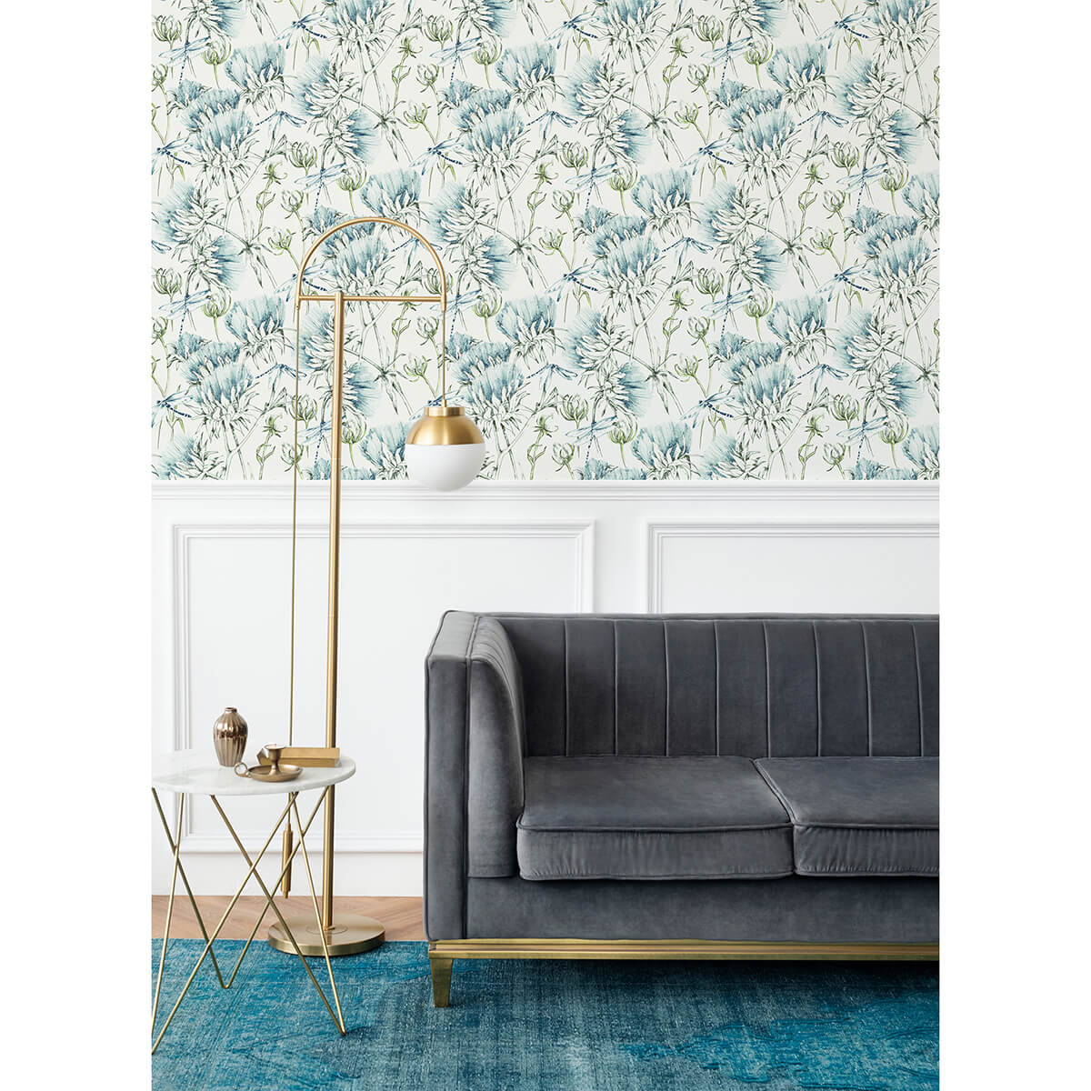 mariell-teal-dragonfly-wallpaper-york-wallcoverings-2973-90401 - York Wallcoverings Papel pintado