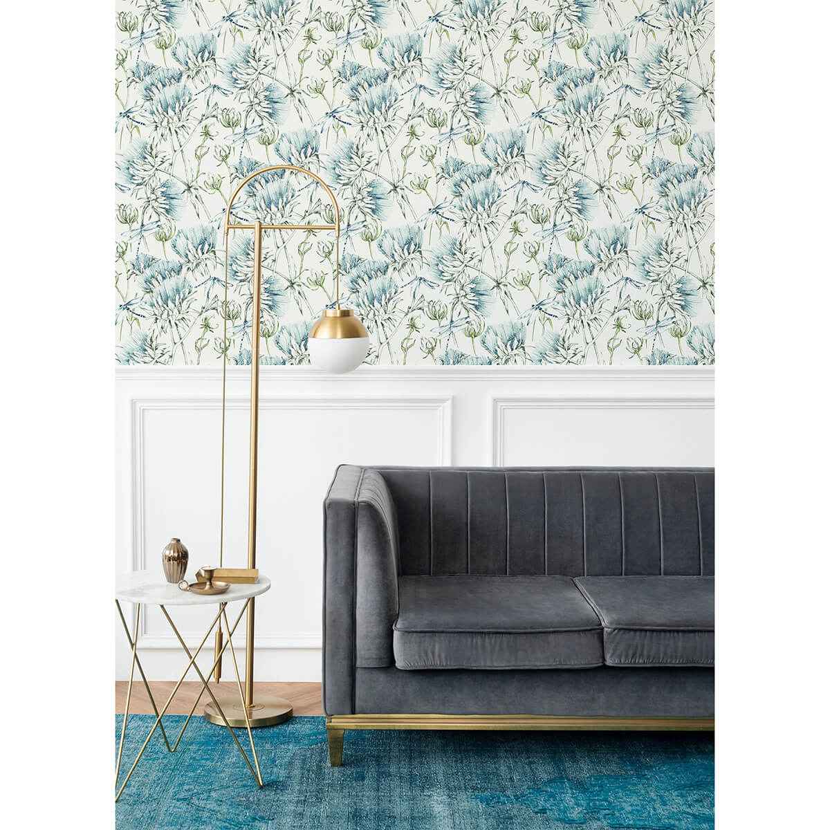 Mariell Teal Dragonfly Wallpaper - York Wallcoverings - 2973-90401 - York Wallcoverings Wallpaper