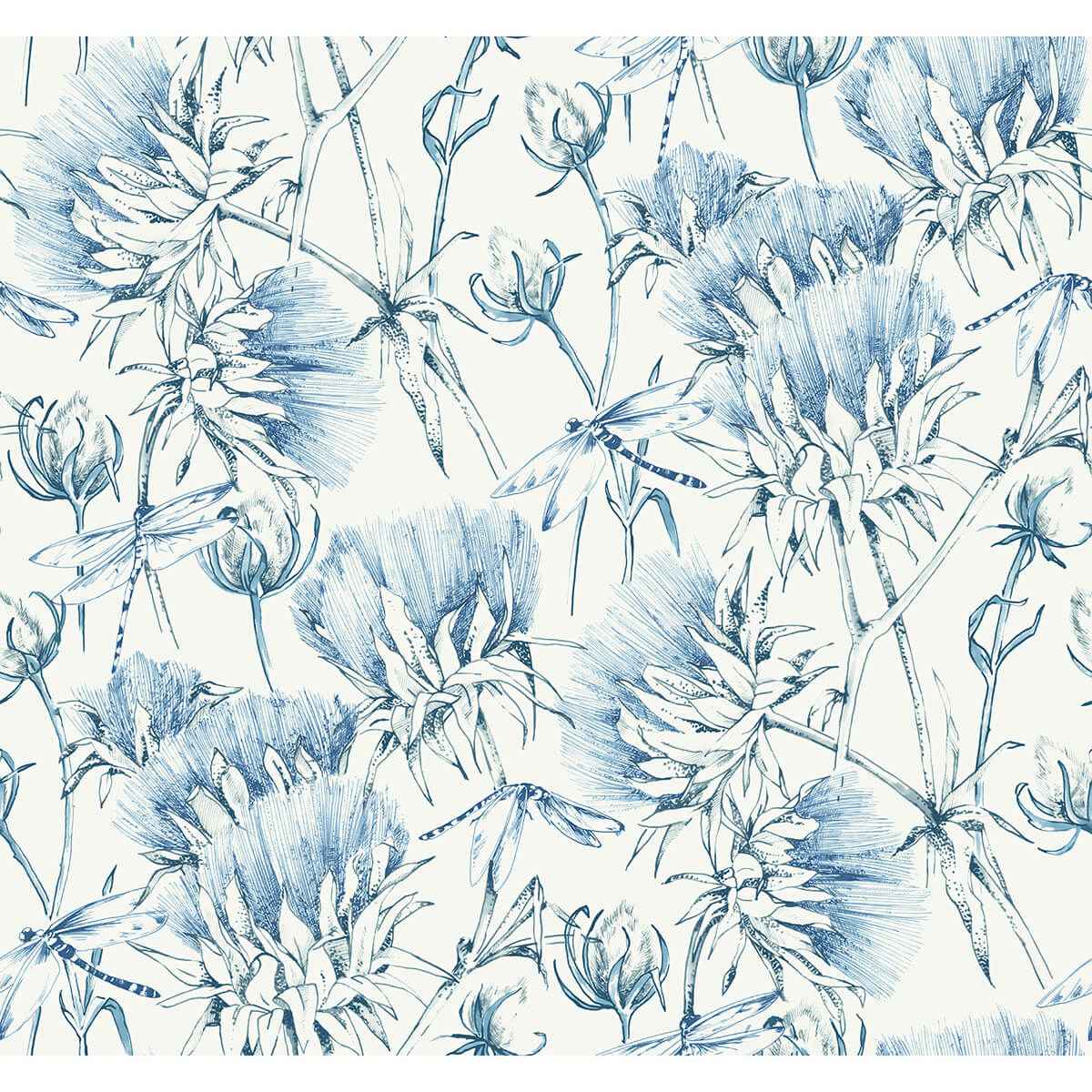Mariell Blue Dragonfly Wallpaper - York Wallcoverings - 2973-90403
