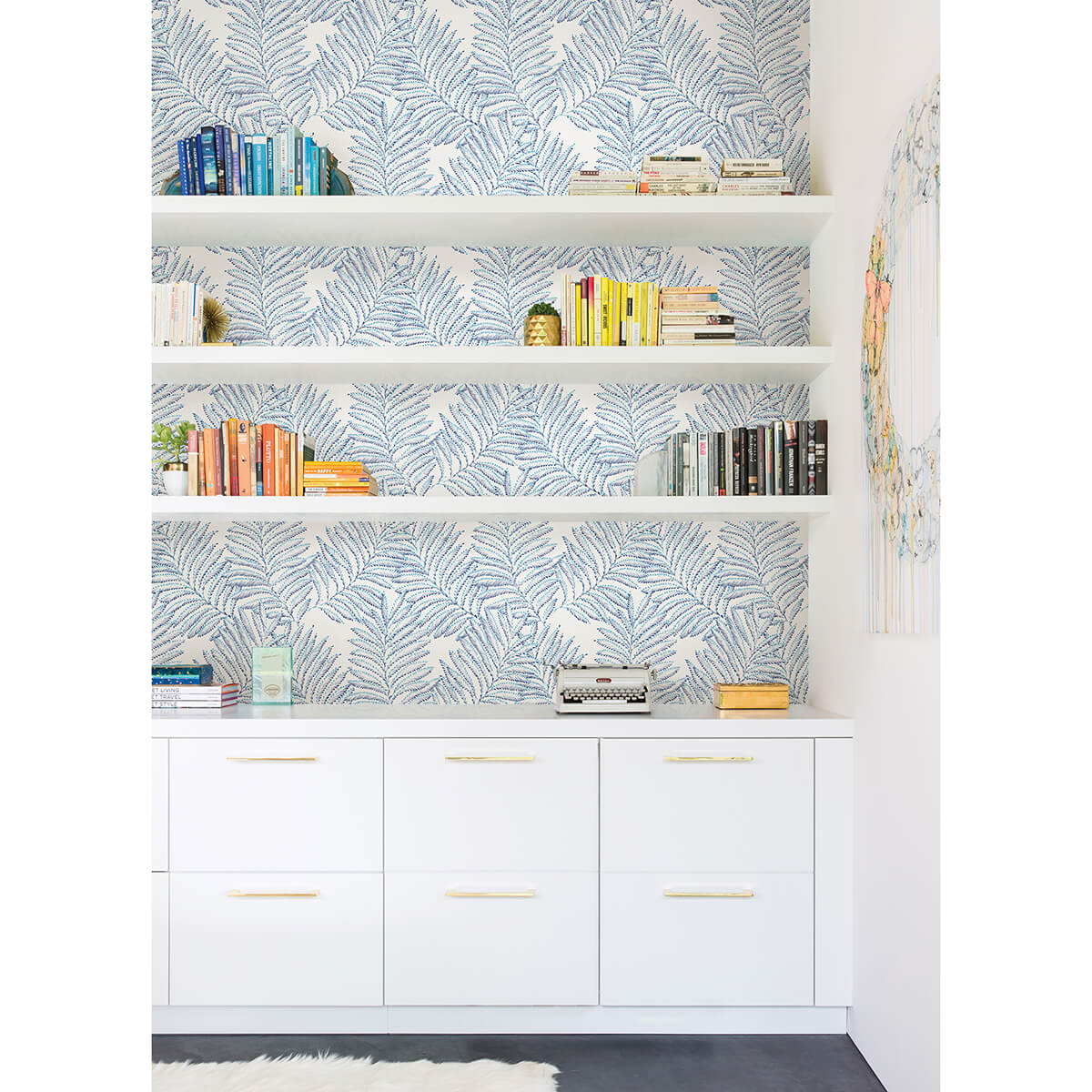 Finnley Blue Inked Fern Wallpaper - York Wallcoverings - 2973-90503 - York Wallcoverings Wallpaper